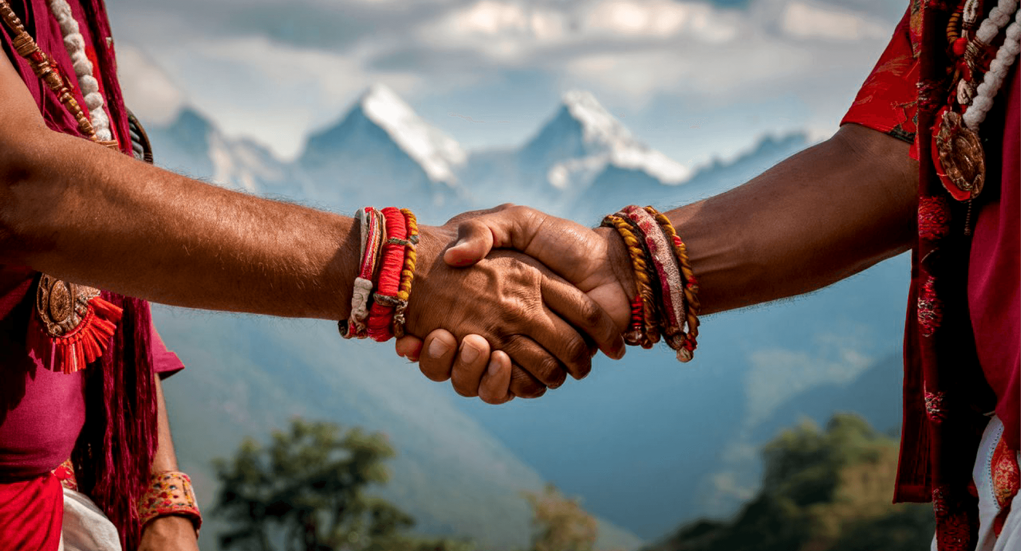 Two people shaking hands with trust